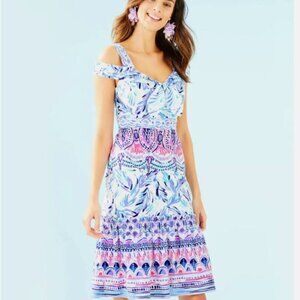 Lilly Pulitzer Blue and Pink Midi Dress